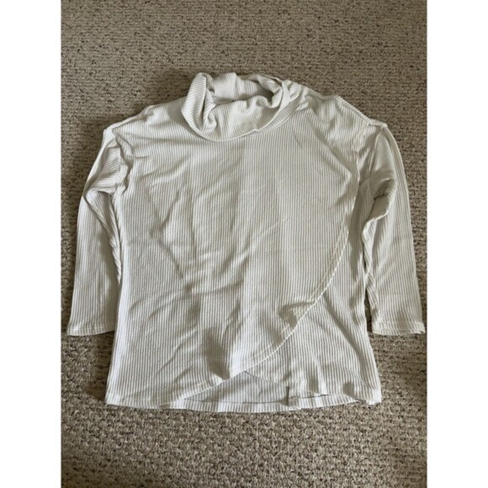 Chelsea & Theodore Cowl‎ Neck Criss Cross Sweater White Oversized Fit Size M